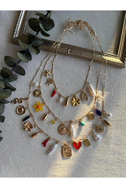 Trevi Accessories 3lü Renkli Bol Charmlı Kolye