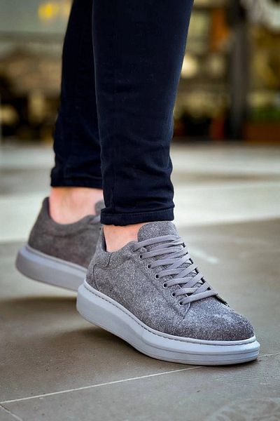 Byshoes Kb-X500 Kuback Gray Suede High Sole Lace-Up Casual Men's Shoes