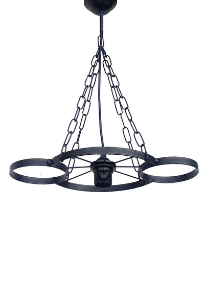 HALL BREATHE Siyah Tekerlekli Dekoratif Avize, Ferforje ve Rustik Tarz Balkon ve Bahçe Dekoru