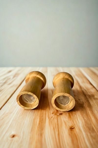 Woodcept Set of 2 Bamboo Mushroom Salt and Pepper Shakers, Bamboo Salt and Pepper Shakers