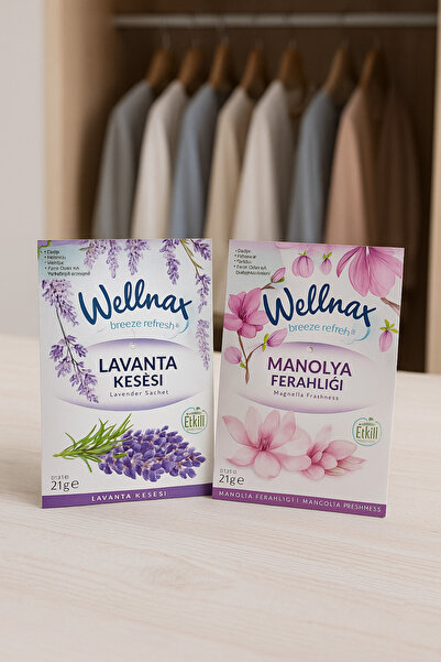 Wellnax ( 2 ADET ) Manolya & Lavanta Kesesi Dolap Ve Çekmece Kokusu | Rutubet Önleyici Kese Kokusu |