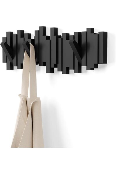 umbra حامل متعدد الاستخدامات من ستيكس - 5 خطافات قابلة للطي، لون أسود