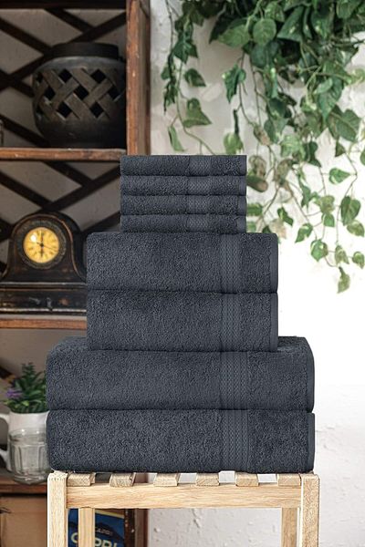 Hepta Collection Plum Home My Plum Madame D'Or Paris, Luxury 2 Bath Towels, 2 Hand Towels and 4 Kitchen Towels, Rin