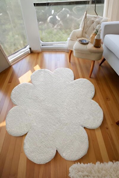 SOFT DECOR Kaymaz Taban Yuvarlak Papatya Şekilli Halı Modern Salon Koridor Mu...