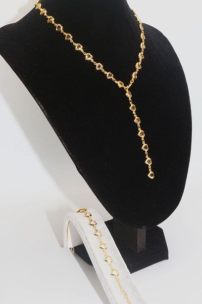 MOSSMOUR Zircon Stone Y Model Necklace – 2025 New Season Trend Accessory
