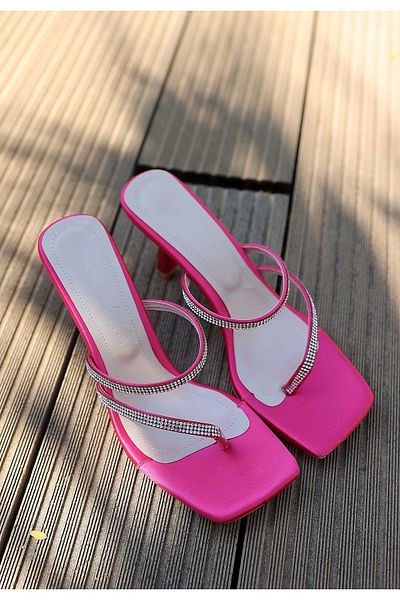 Işıltı kidss Oyra Fuchsia Satin Heeled Slippers