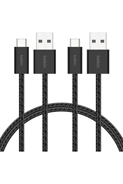 Belkin 2'li Örgülü USB-A - USB-C Kablo, 1,5 m, 15 W, Yumuşak, Esnek ve Hızlı ...