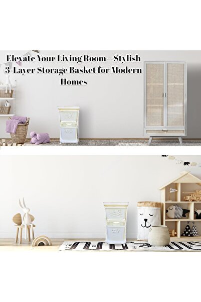LIVVY 3-tier plastic organizer cart with wheels – ideal for laundry, kitchen, bathroom & home storage.