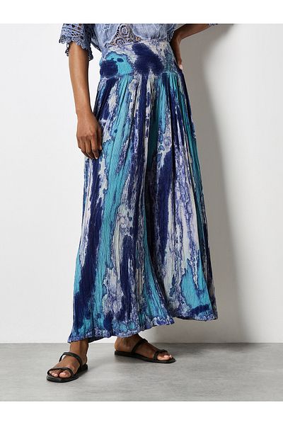 Apricot Tie Dye Crinkle Palazzo-Hose