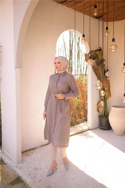 Bwest Waist Laced Long Tunic Shirt - (38-46) - 71255 - Mink