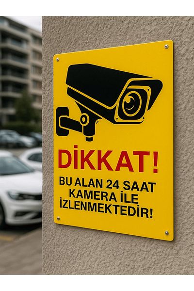 ünalgrup Attention This Area Is Monitored 24 Hours by Camera Warning Sign (25X35 - Dekota Foam - Digital Printing)