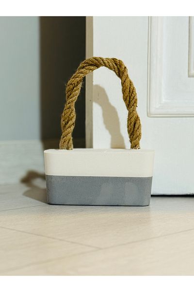 mythos Decorative Concrete Door Stopper Door Holder Weight Spiral Wicker with Handle 1.5 kg
