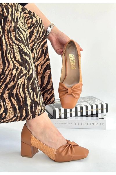 Işıltı kidss Agnet Tan Skin Heeled Shoes