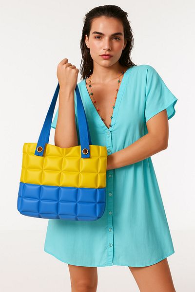 louisiana polo Women's Beach Bag Yellow Navy Blue Inflatable Shoulder Bag Plj02