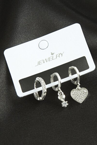 Angel Of Life 3 Pieces Heart Zircon Stone Earrings