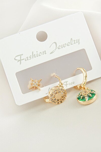 Angel Of Life 3 Pieces Star Zircon Stone Earrings