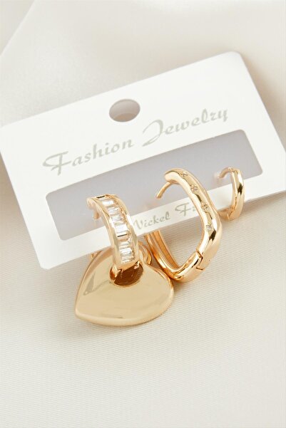 Angel Of Life 3 Pieces Heart Zircon Stone Earrings
