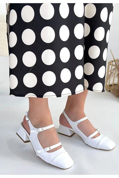 Işıltı kidss Doran White Skin Heeled Shoes