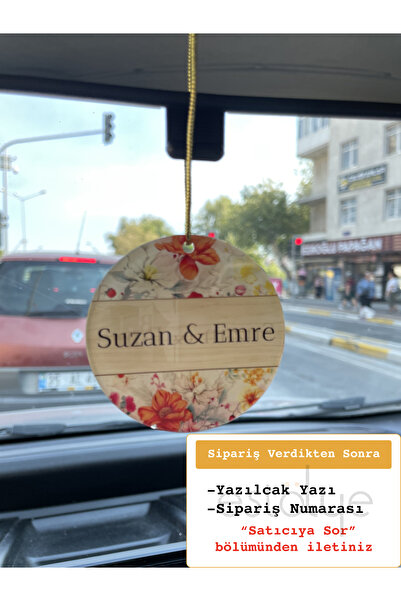 estölye Kişiye Özel isimli Araç Dikiz Ayna Süsü - Çift Taraflı