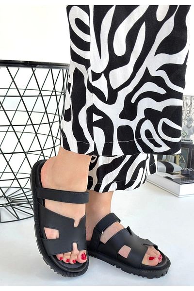 Işıltı kidss Kooni Black Skin Slippers