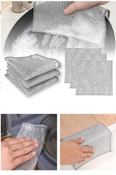 MAİN SHOP 5Pcs Multifunctional Anti-Scratch Wire Dishwashing Cloth Steel Wire Dishwashing Towel Wire Dishwashing Cloth M-602