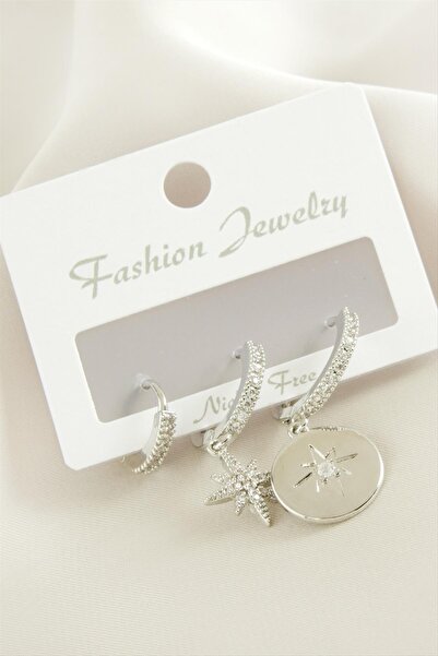 Angel Of Life 3 Pieces Star Zircon Stone Earrings
