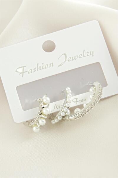 Angel Of Life 3 Pieces Nails Pearl Zircon Stone Earrings