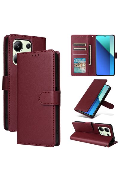 Choice Redmi Note 10 Pro Wine red Wallet With Card Slot Kickstand Magnetic Flip Leather Case For Xiaomi Red