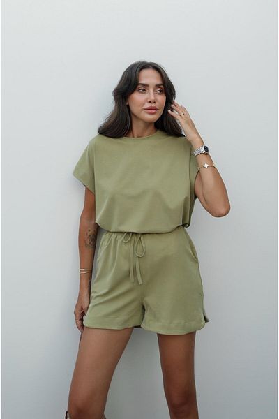 Havoş Oil Green Patrick Blouse Shorts Modal Set