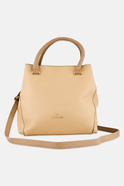 Lavie Women Brand Logo Tonal Nia Satchel Bag, Beige