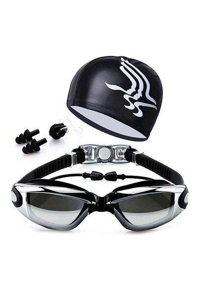 Generic Waterproof Swimming Goggles Cap And Earplugs