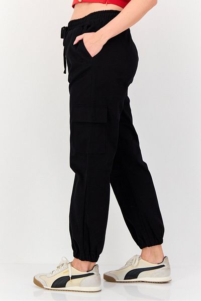 Koton Ole X Women Regular Fit High Rise Solid Cargo Pants, Black