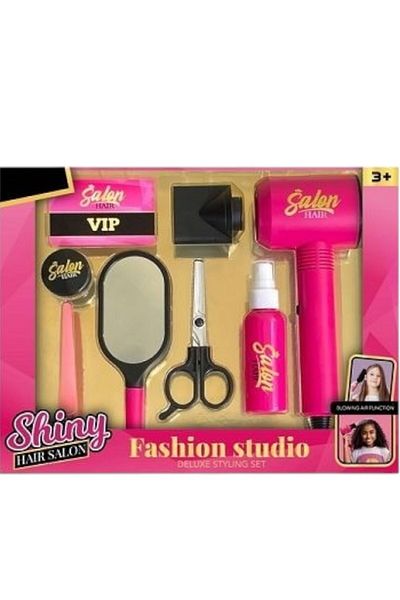 Toybox Pretend Play Hair Salon Stylist Toy Kit with Hair Dryer, Mirror, Scissors and Styling Accessories