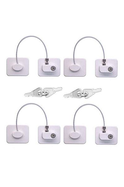 Generic Pack of 4 Safety Cable Fridge Window Lock With Key Set