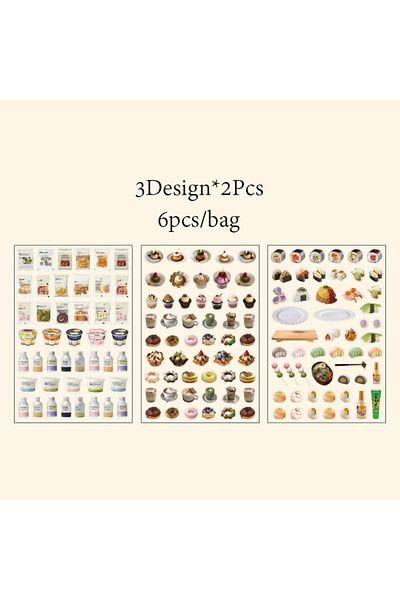 Choice S23914-2 Mr.Paper 4Style 6Pcs/bag Glitter Sand PET Waterproof Durable Sticker Book DIY Handbook Cale