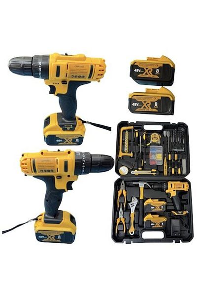 Campion Drill and Impact Driver with Percussion, 120 Pieces, 48v, 2 Large Batteries