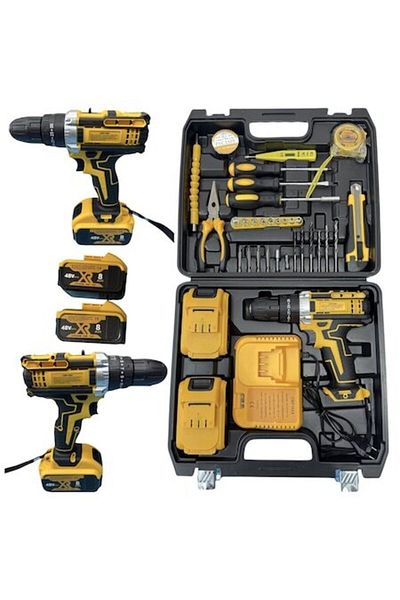 Campion Impact drill and screwdriver (drill), 30 accessories, 48V two extra batteries, charger