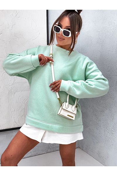 UniqueStore.ro Mint green oversized blouse with loose cut and casual style - Unique