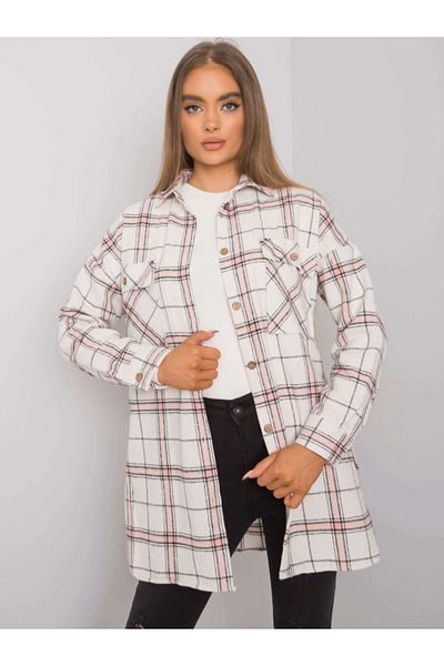 UniqueStore.ro Long pink and white checked shirt with front pockets - Unique