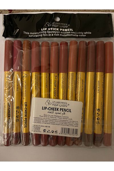 Top Lady TOP LADY Professional Lip Liner Set with 12 Assorted Colors to Suit All Lipstick Shades.