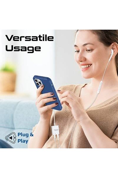 Promate 2-in-1 Dual Port Lightning Adapter, 10W Charging with 48kHz Audio Output