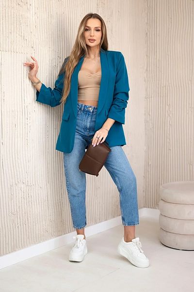 UniqueStore.ro Jachetă elegantă, albastru intens, cu mâneci drapate - mărime universală