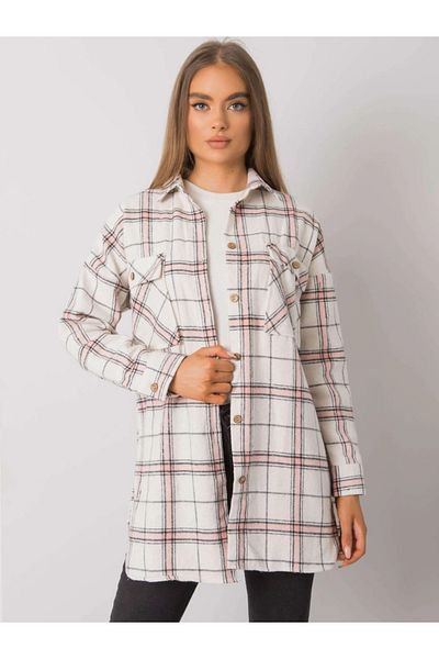 UniqueStore.ro Long pink and white checked shirt with front pockets - Unique