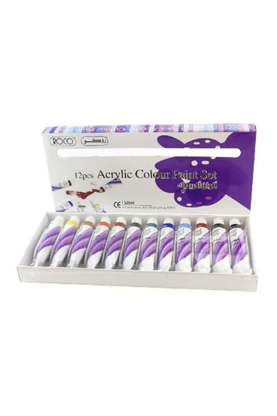 Roco 12-Piece Acrylic Colour Paint Set Red/White/Blue