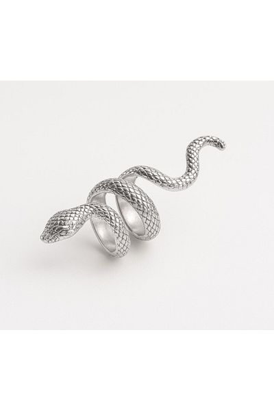 REDz Accessories Spiral Silver Snake Ring, Adjustable Statement Model, 3D Texture