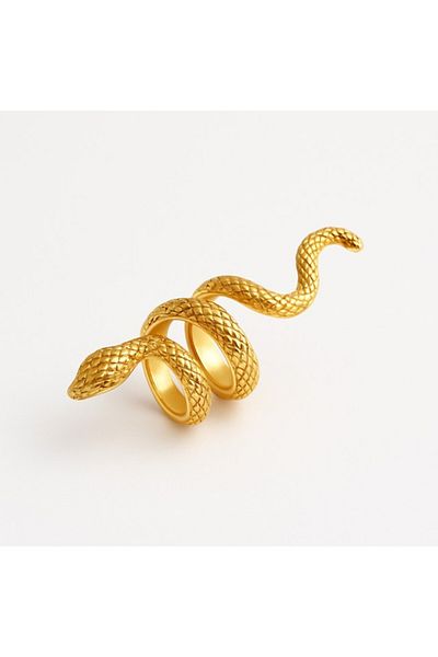REDz Accessories Spiral Gold Snake Ring, Adjustable Statement Model, 3D Texture