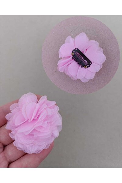MutluBiDünya Bir Adet Pembe Renk Şifon Çiçek Yenidoğan Tokası Saçsız Bebek To...