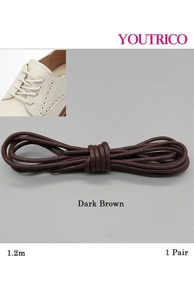 Youtrico 1 Pair Round Waxed Dress Shoelaces - Thin and Stylish for Formal Shoes(1.2m）