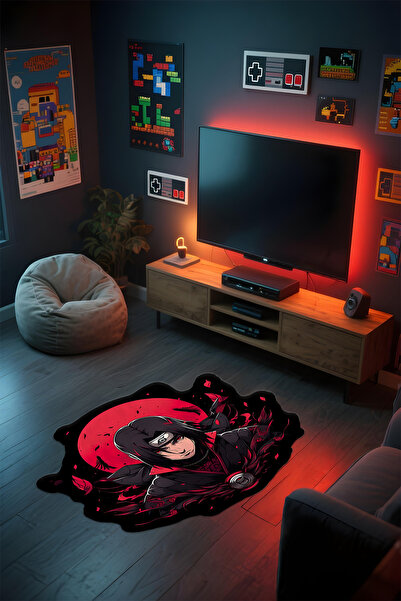 Alpacarpet Özel Kesimli Desenli Anime & Gamer Halısı Kaymaz Taban Makinede Yı...