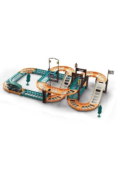 dalimag Interactive construction toy, 49 pieces, race circuit with electric dinosaur cars, for children